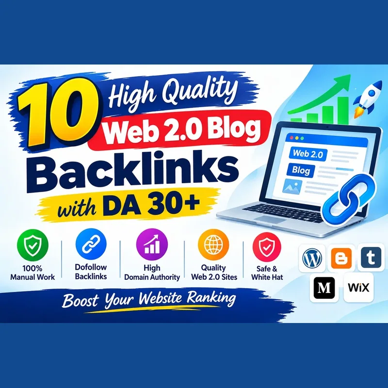 10 high quality web 2.0 blog backlinks with DA 30+
