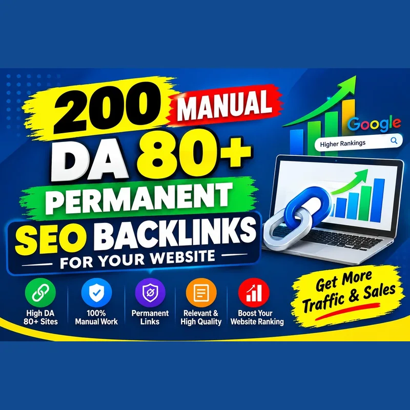 100 manual DA 80+ permanent SEO backlinks for your website