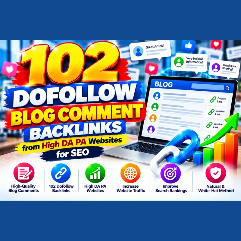 102 dofollow blog comment backlinks from high da pa websites for SEO