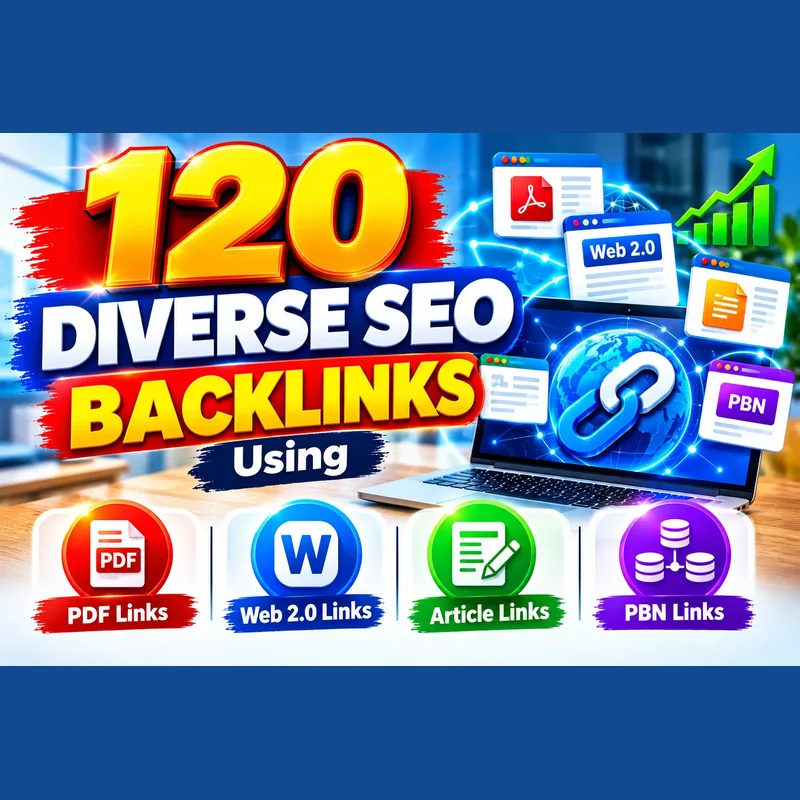 120 diverse SEO backlinks using PDF, web 2.0, article, and PBN links
