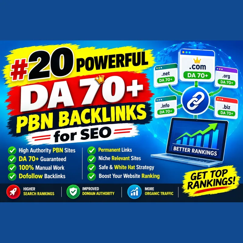 20 high DA 70+ PBN backlinks with indexing support