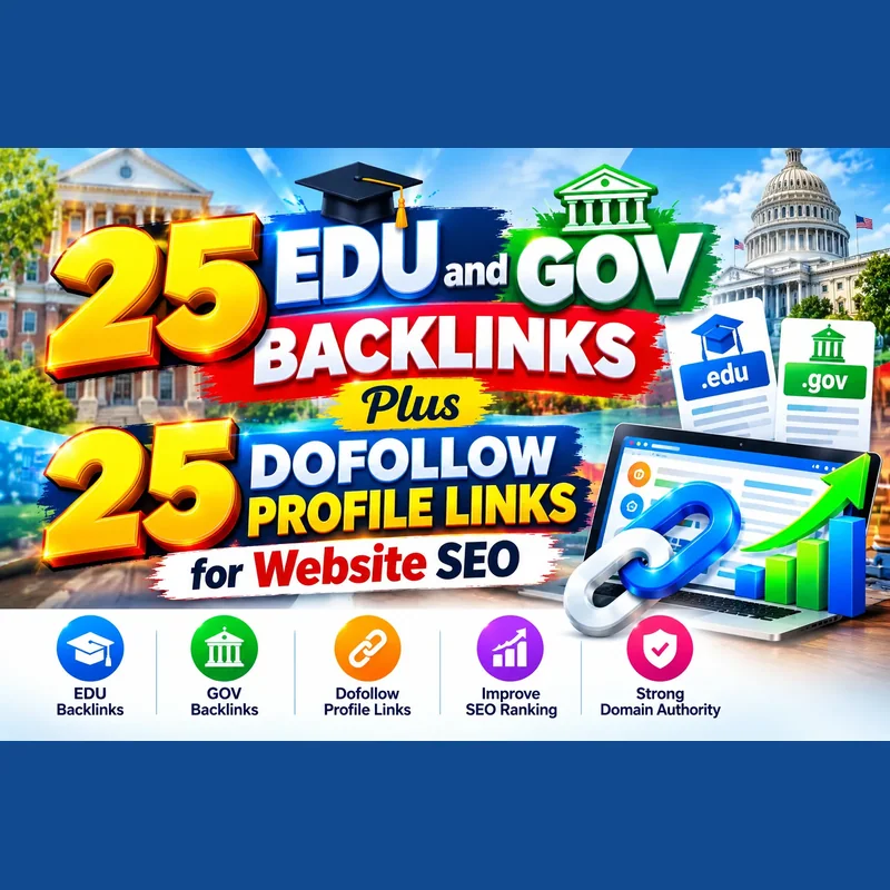 25 EDU and GOV backlinks plus 25 dofollow profile links for website