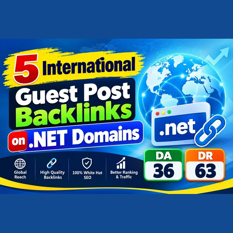 5 international guest post backlinks on.net domains (DA 36, DR 63)