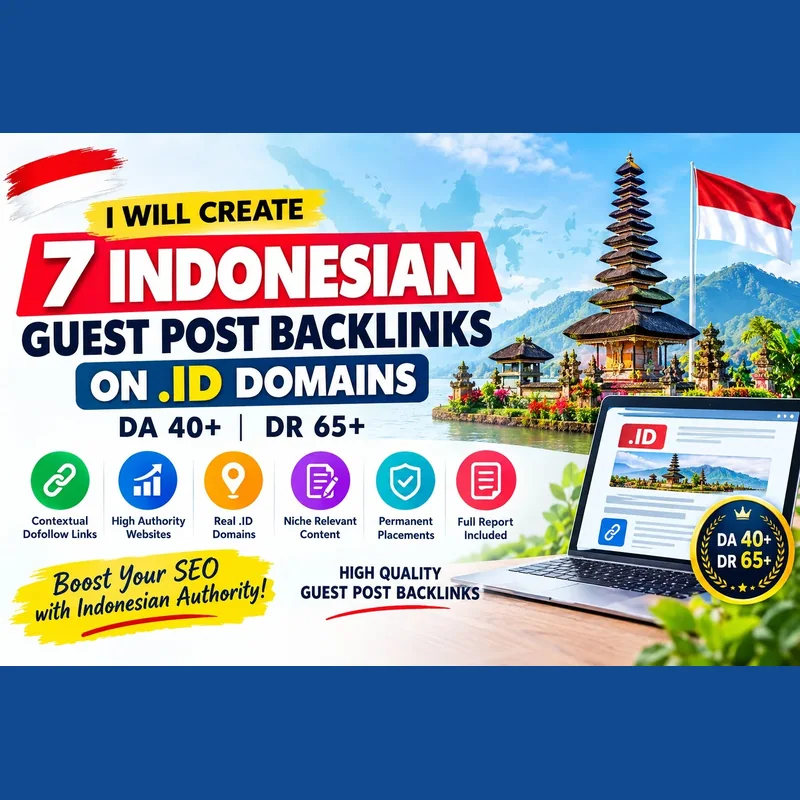 7 Indonesian guest post backlinks on.id domains, DA 40+ DR 65+