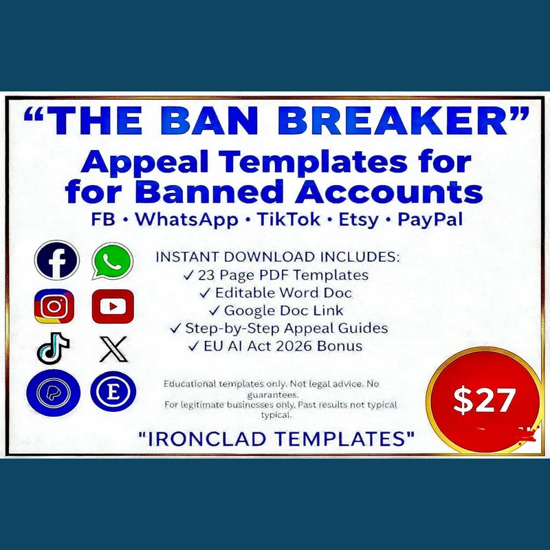 Account appeal templates for banned and suspended accounts on 15+ platforms