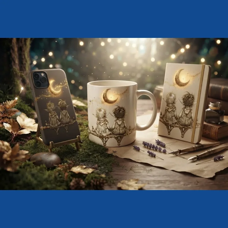 Cozy fantasy goblin illustration and digital art print