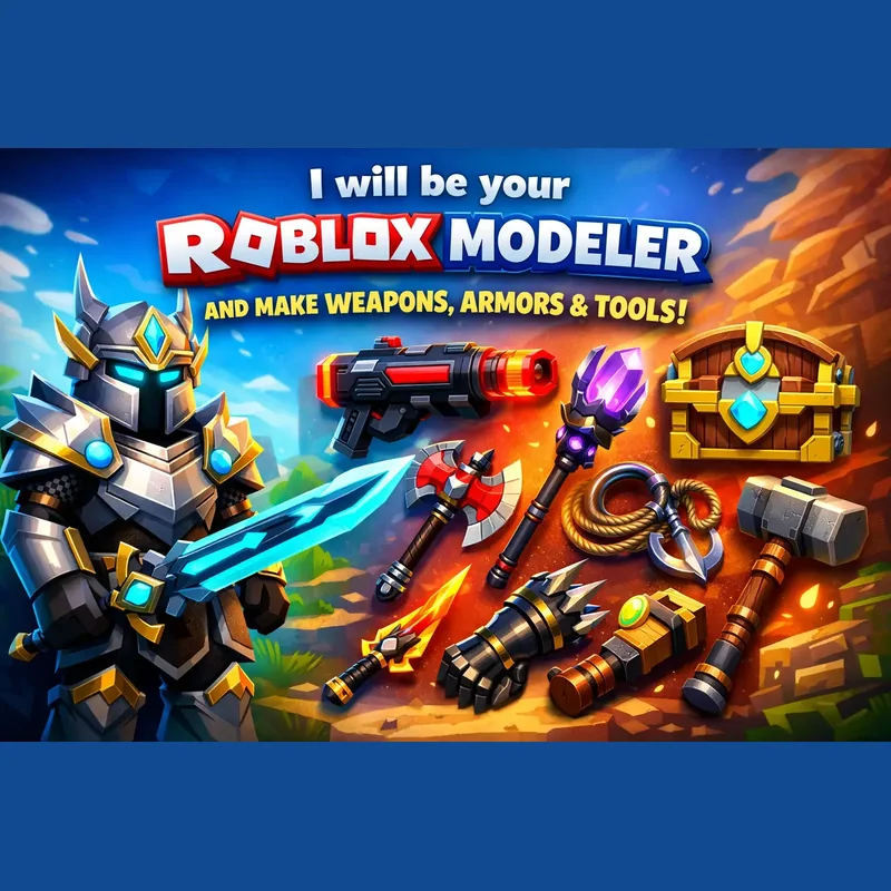 Custom Roblox 3D armor sets and weapons in low, mid, or high poly