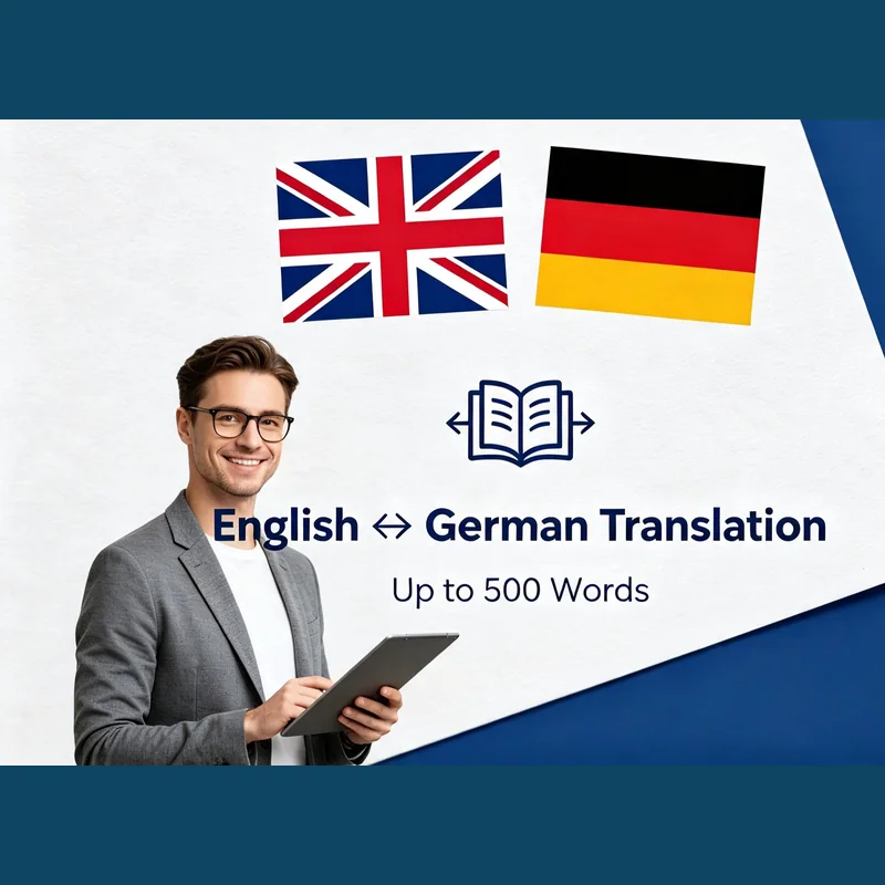 English to German translation, up to 500 words