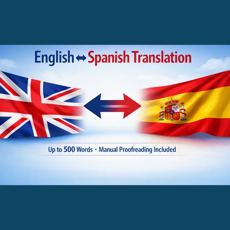 English to Spanish translation for up to 500 words