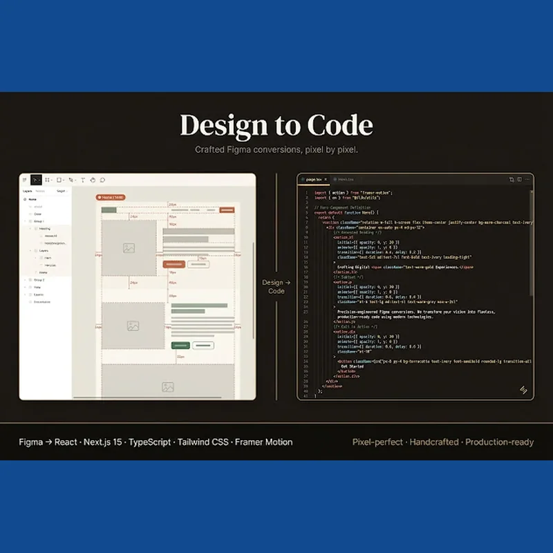 Figma design to pixel-perfect React, Next.js or Vue code conversion