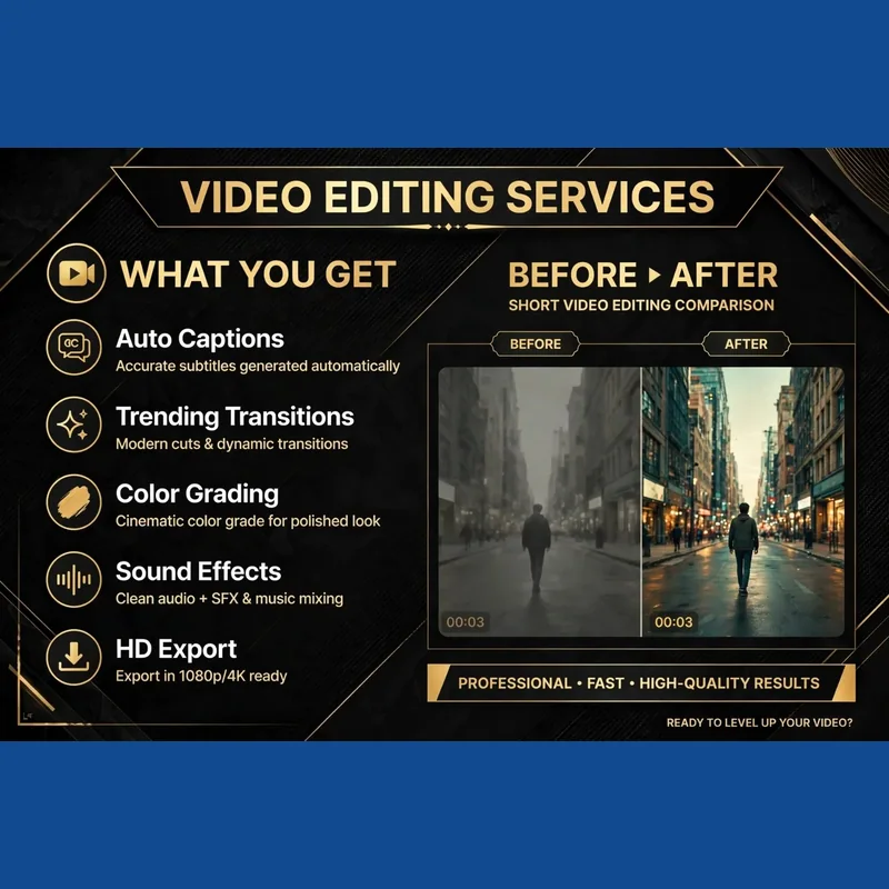 High quality video edits for YouTube Shorts, TikTok and Reels