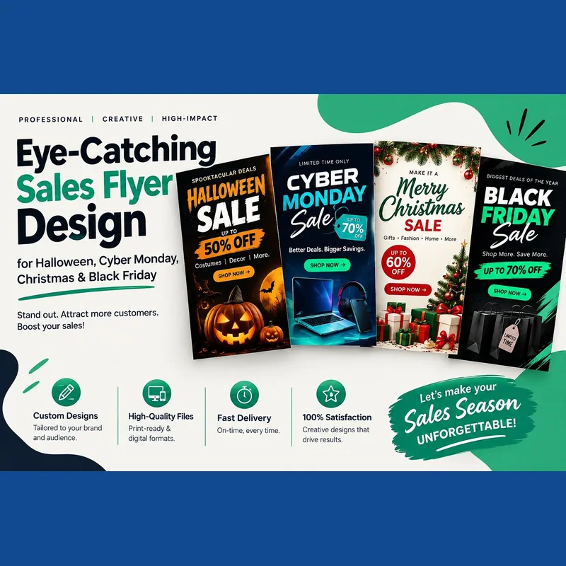 Holiday sales flyer design for Black Friday, Christmas or Halloween