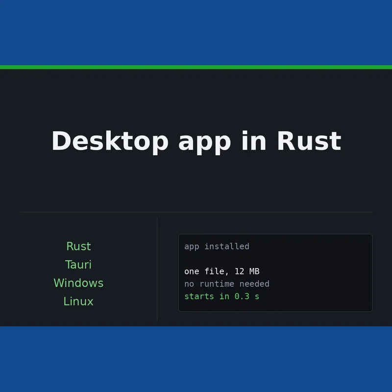 Lightweight cross-platform desktop app built with Rust and Tauri for Windows, macOS and Linux