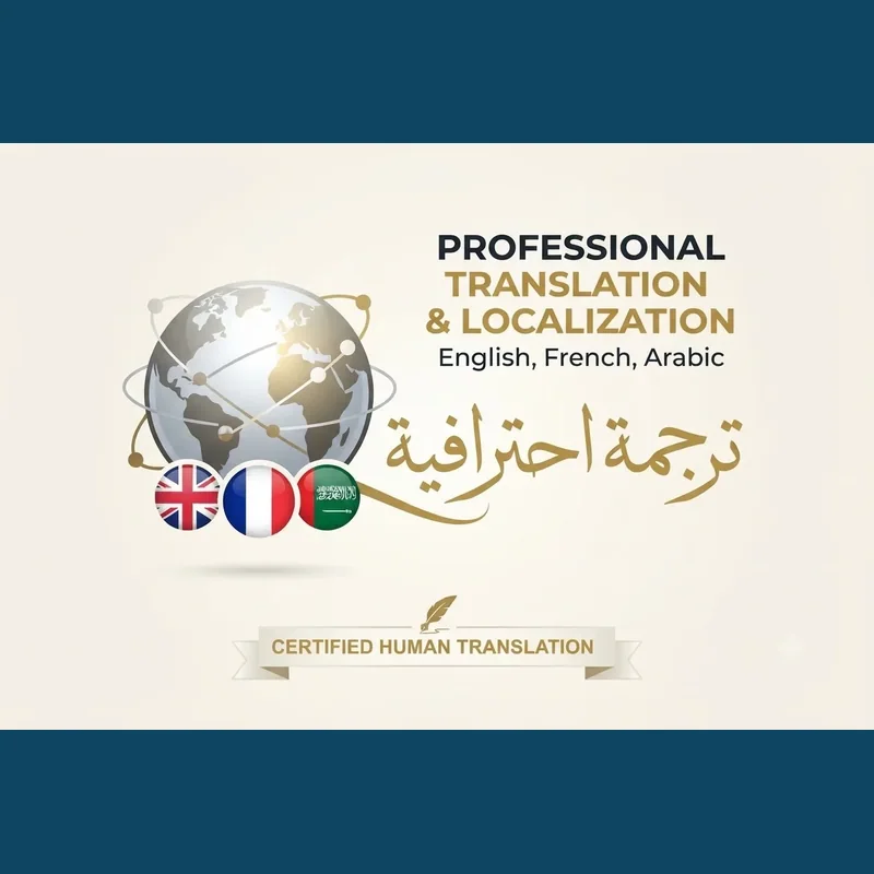 Professional document, website, and article translation between English, French, and Arabic