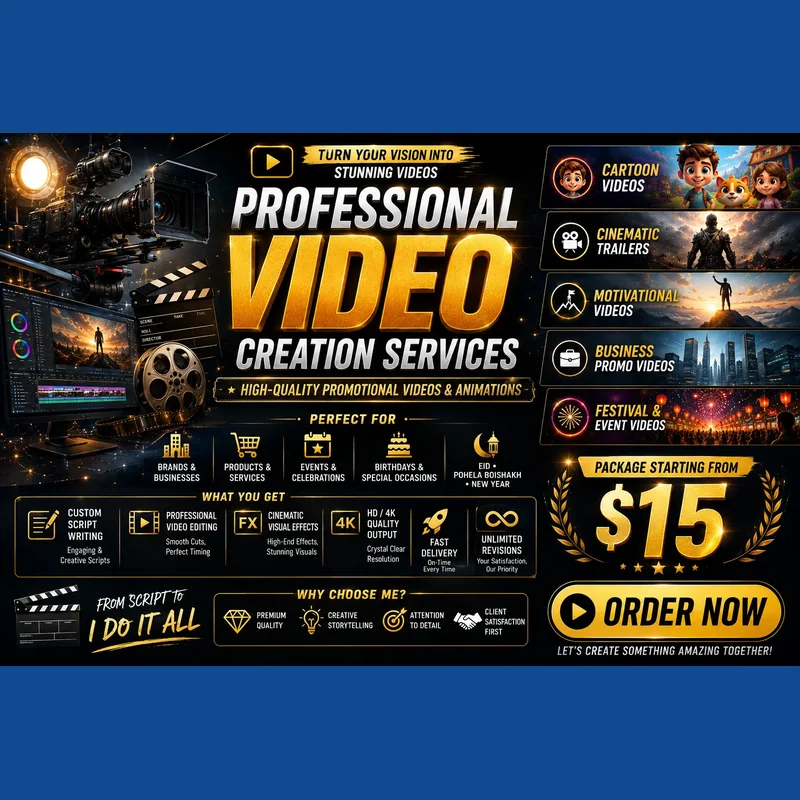 Promotional video production - cartoon, cinematic, event or fest style