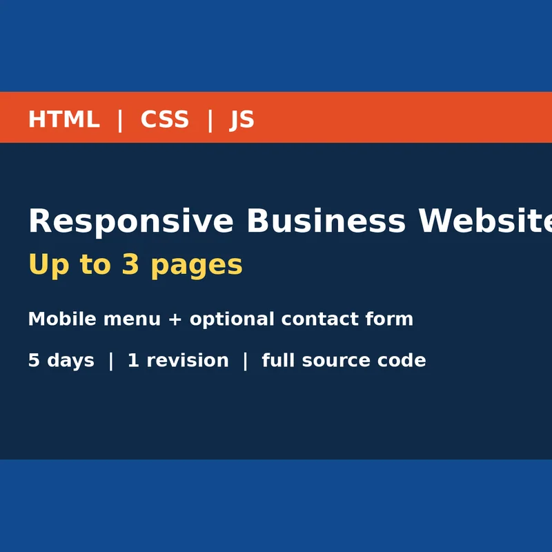 Responsive 3-page business website in HTML, CSS, JS