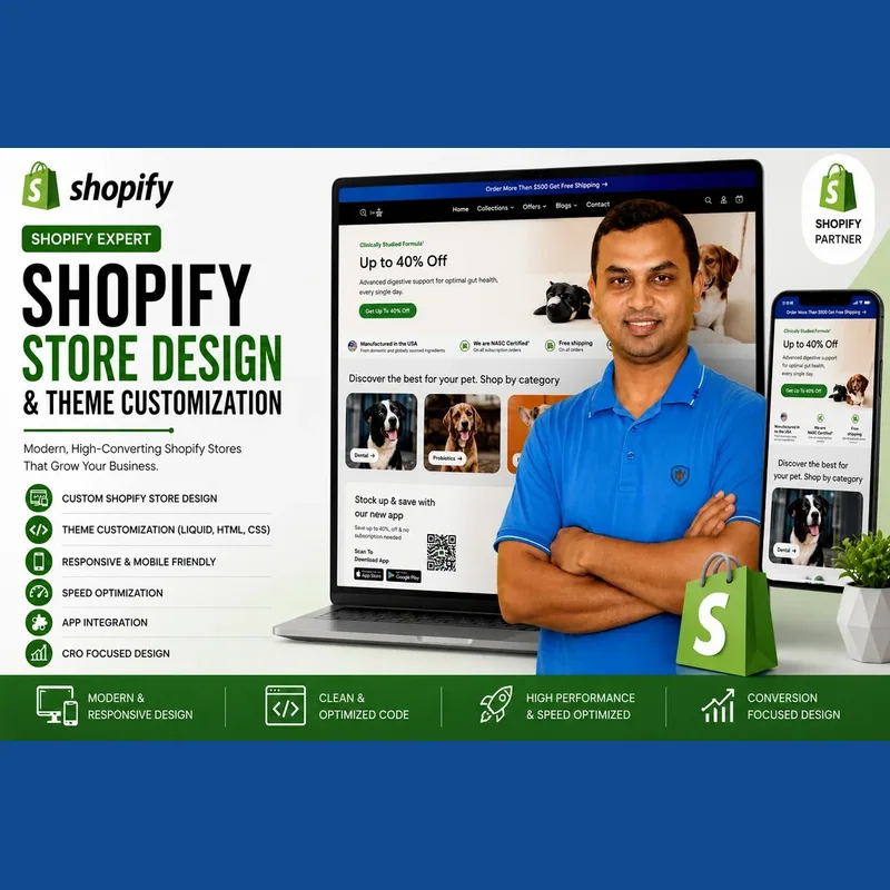 Shopify store build with custom design, sales-focused landing pages & product SEO
