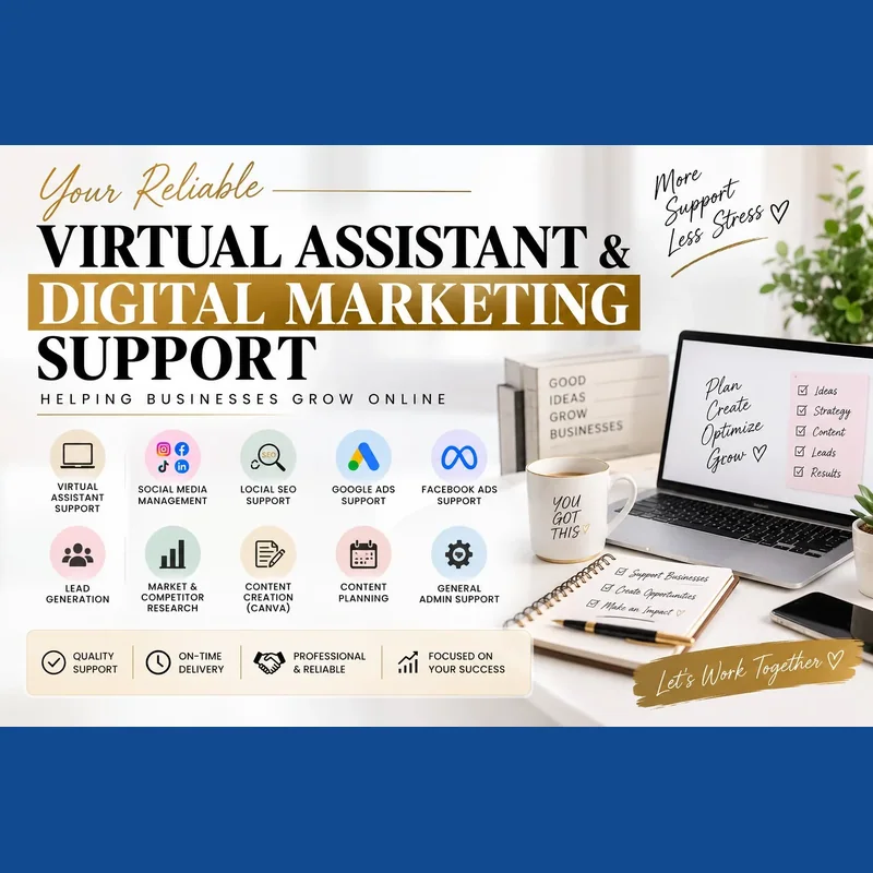 Virtual assistant support for admin, research, and business tasks